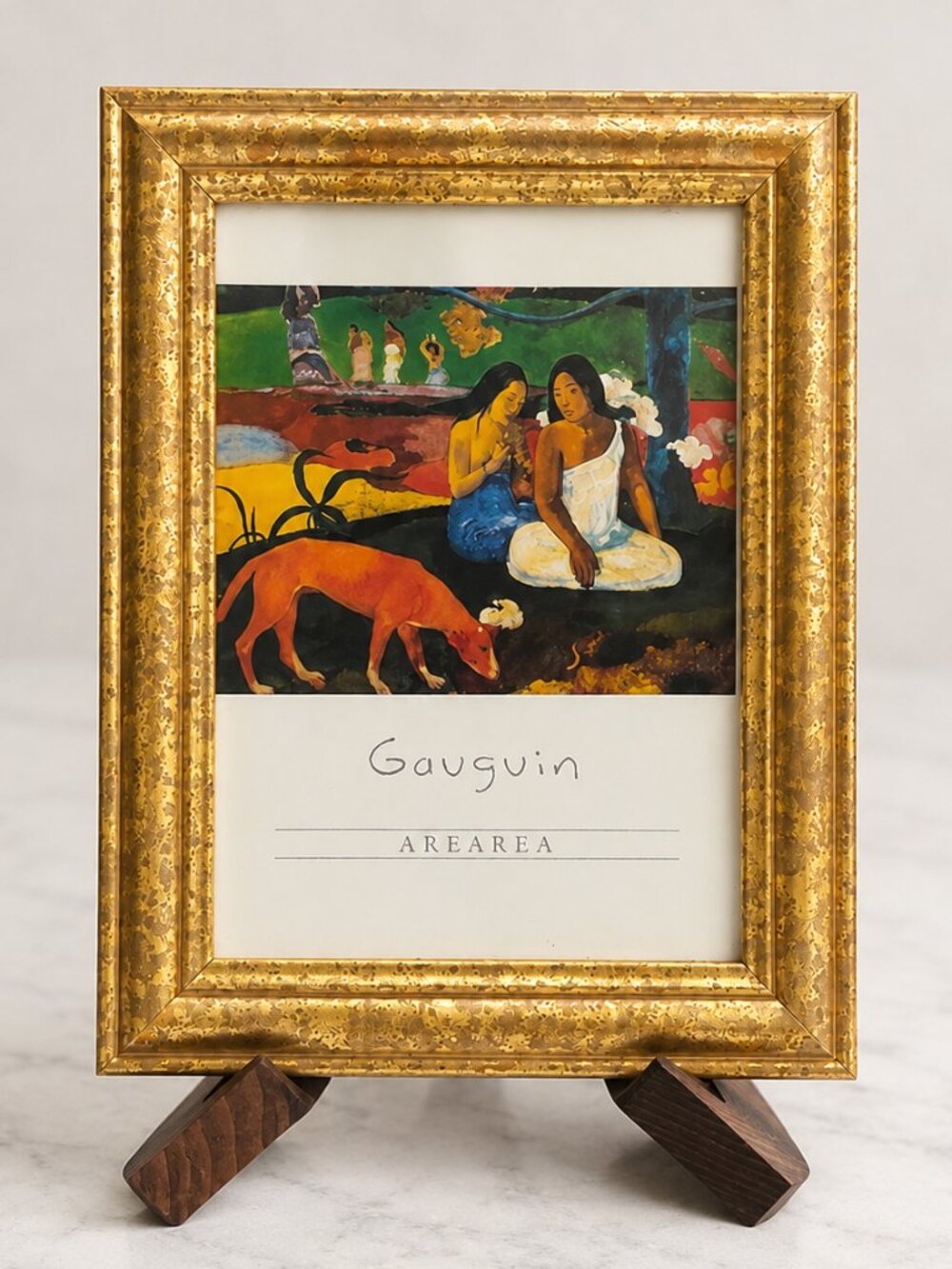 Paul Gauguin Arearea Tahitian Women Red Dog Art Print Gold Frame 5x7